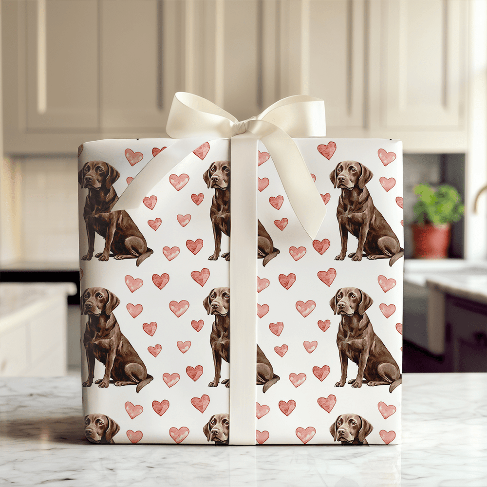 Chocolate Lab Valentine - Wrapping Paper - Aspen & Arlo