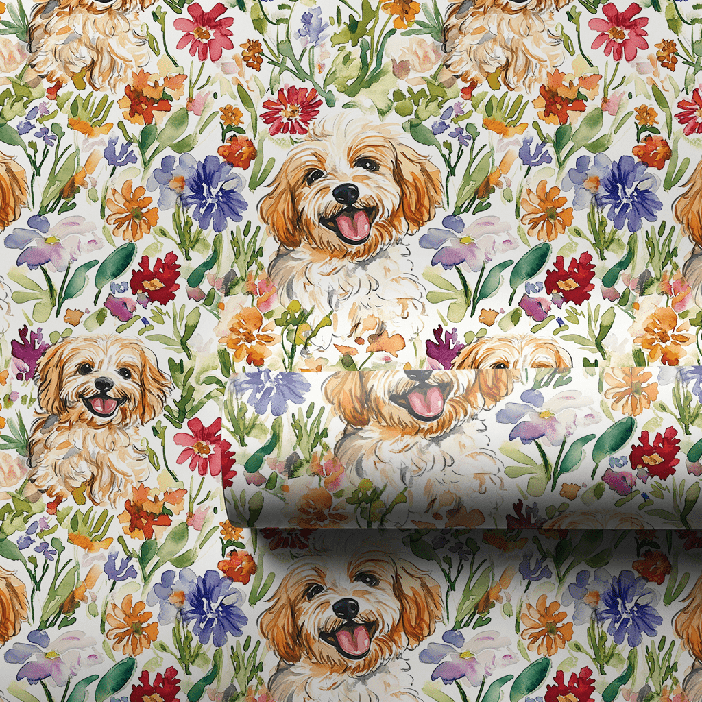 Garden with the Cavapoo - Wrapping Paper - Aspen & Arlo