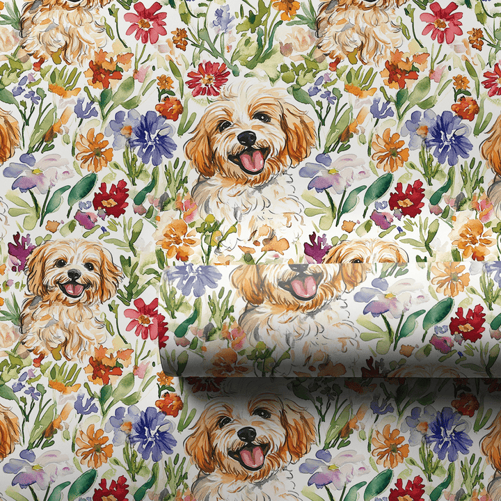 Garden with the Cavapoo - Wrapping Paper - Aspen & Arlo