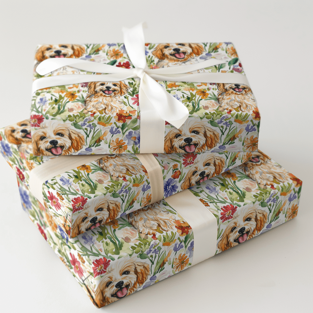 Garden with the Cavapoo - Wrapping Paper - Aspen & Arlo
