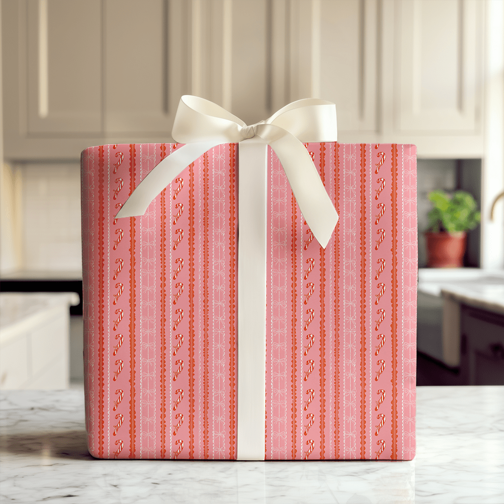 Tickled Pink Candy Stripes - Wrapping Paper - Aspen & Arlo