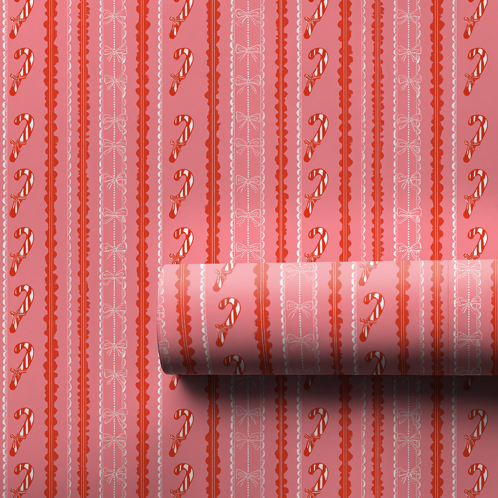 Tickled Pink Candy Stripes - Wrapping Paper - Aspen & Arlo