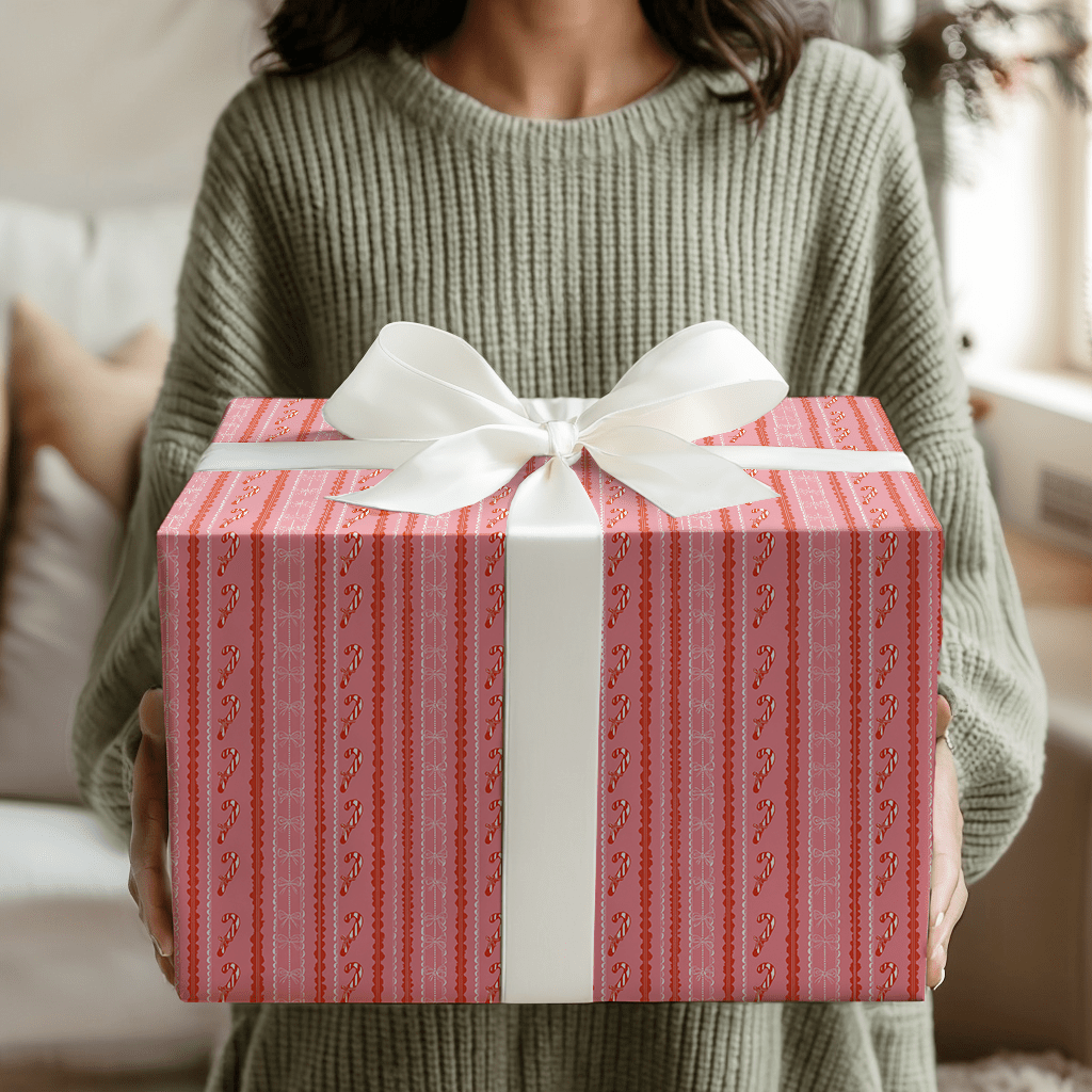 Tickled Pink Candy Stripes - Wrapping Paper - Aspen & Arlo