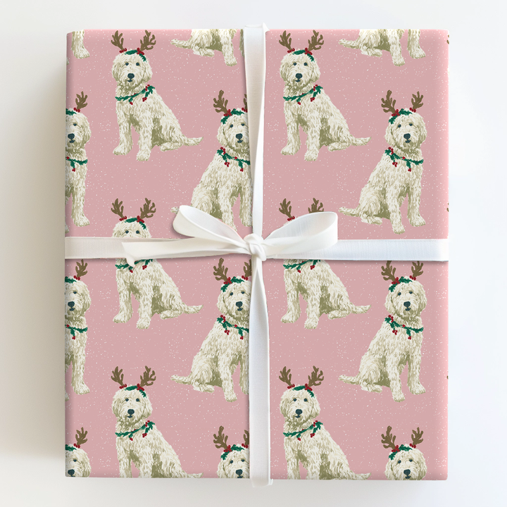 White Goldendoodle Reindeer Games