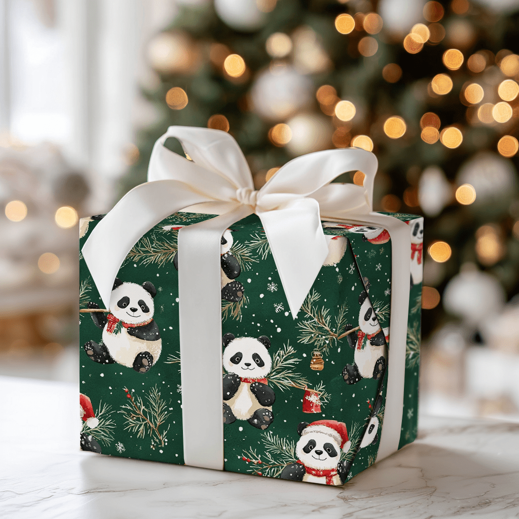 Panda Evergreen Parade - Wrapping Paper - Aspen & Arlo