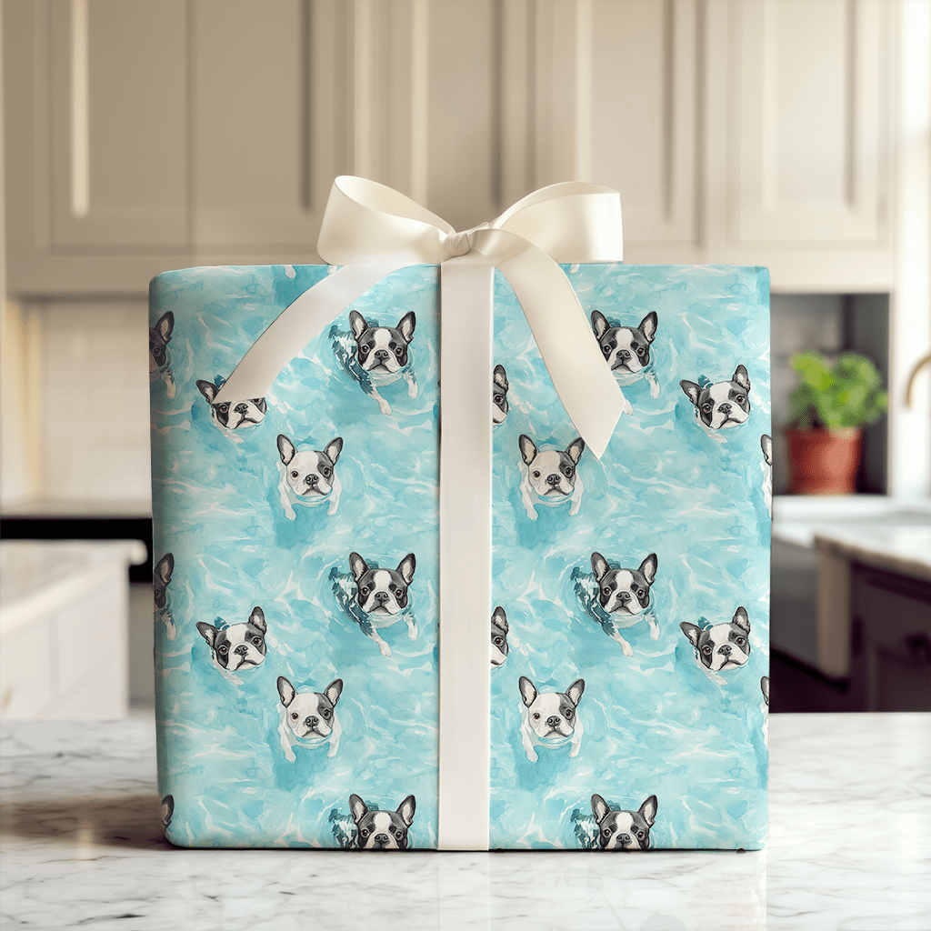 Pool Day with the Boston Terriers - Wrapping Paper - Aspen & Arlo
