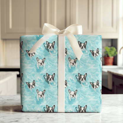 Pool Day with the Boston Terriers - Wrapping Paper - Aspen & Arlo
