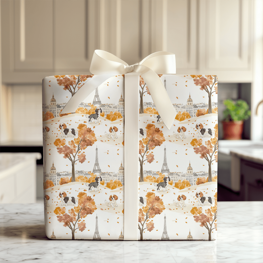 Paris with the Cavalier King Charles - Wrapping Paper - Aspen & Arlo