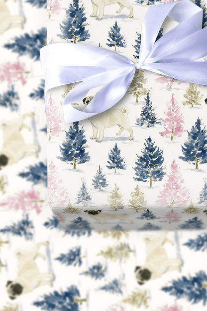 Holly Jolly Pug - Wrapping Paper - Aspen & Arlo