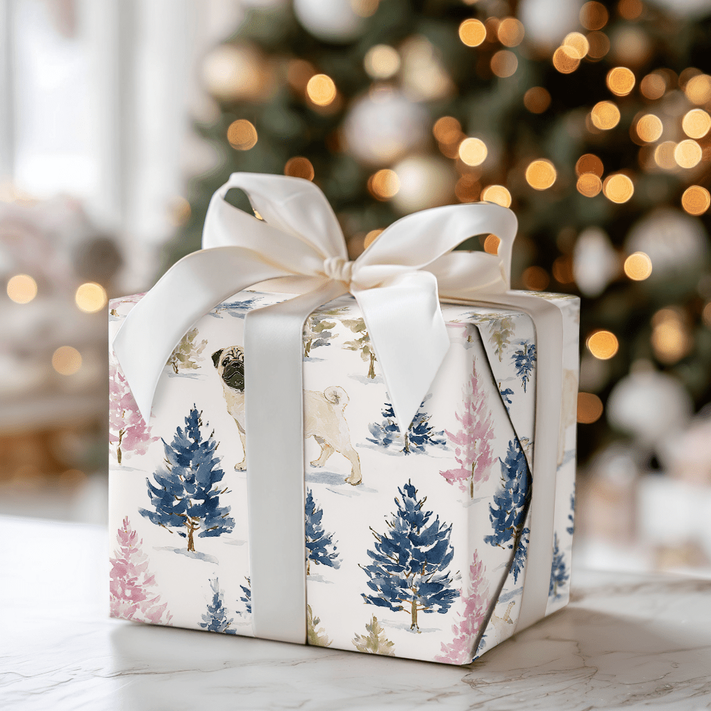 Holly Jolly Pug - Wrapping Paper - Aspen & Arlo
