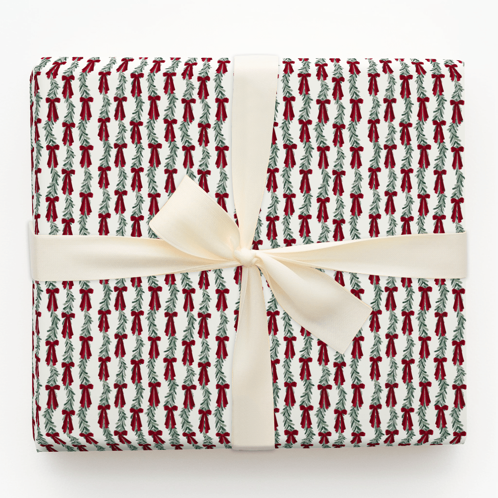 Rows of Garland and Bows - Wrapping Paper - Aspen & Arlo