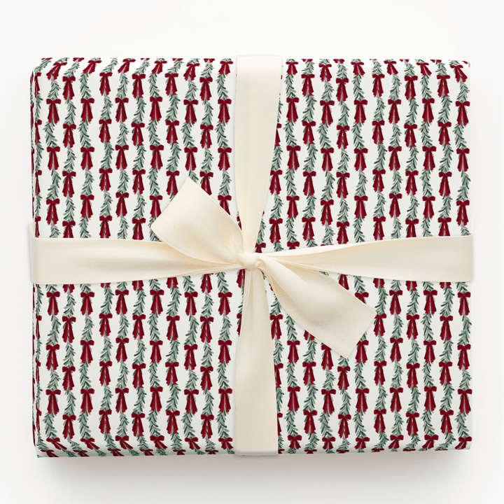 Rows of Garland and Bows - Wrapping Paper - Aspen & Arlo