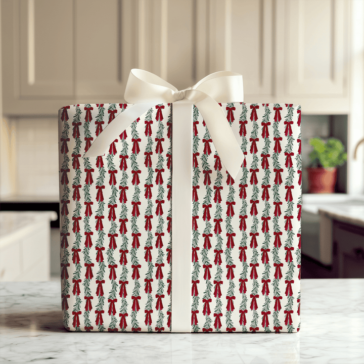 Rows of Garland and Bows - Wrapping Paper - Aspen & Arlo