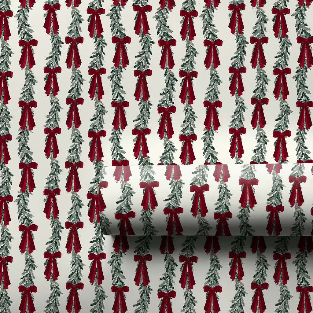 Rows of Garland and Bows - Wrapping Paper - Aspen & Arlo