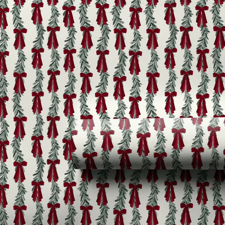 Rows of Garland and Bows - Wrapping Paper - Aspen & Arlo