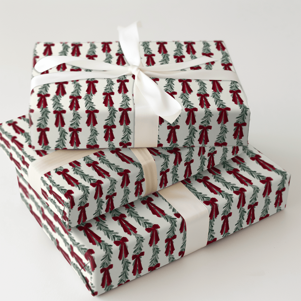 Rows of Garland and Bows - Wrapping Paper - Aspen & Arlo