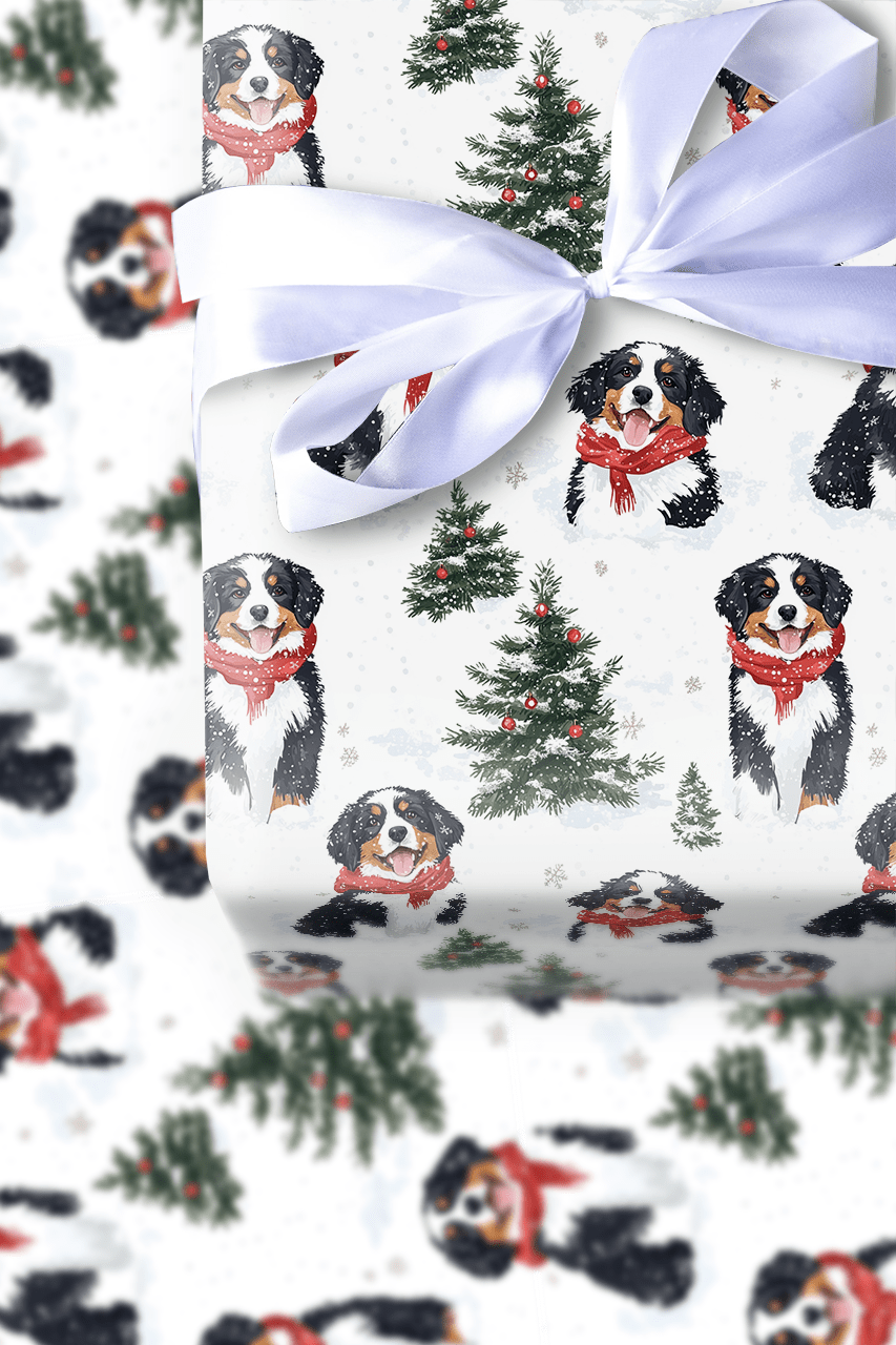 Snow Day for Bernese Mountain Dogs - Wrapping Paper - Aspen & Arlo