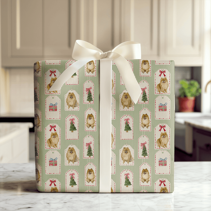 Pomeranian Christmas Tags - Wrapping Paper - Aspen & Arlo