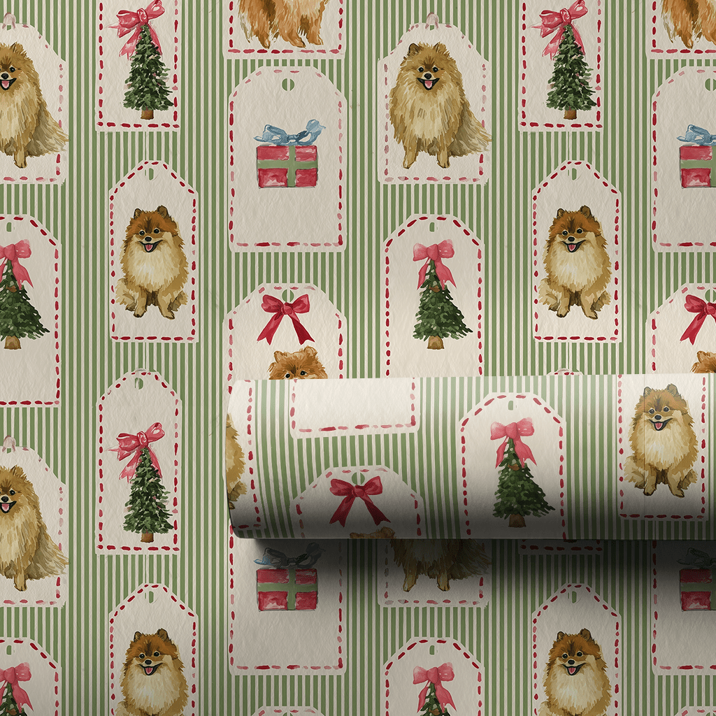 Pomeranian Christmas Tags - Wrapping Paper - Aspen & Arlo