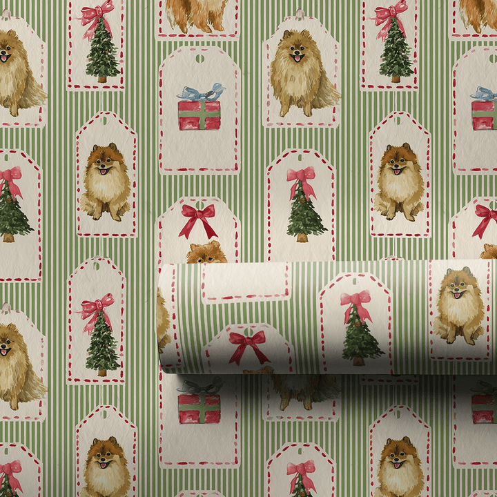Pomeranian Christmas Tags - Wrapping Paper - Aspen & Arlo