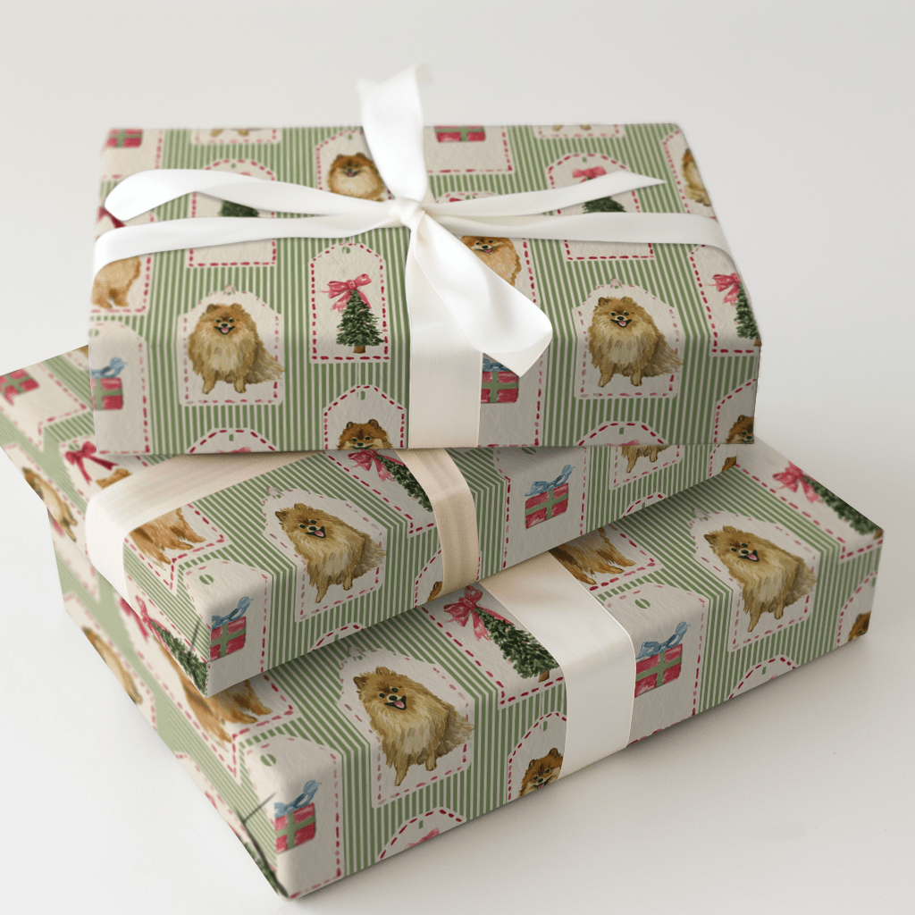 Pomeranian Christmas Tags - Wrapping Paper - Aspen & Arlo