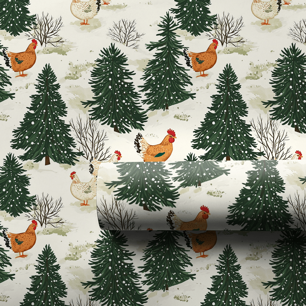 Chicken Winter - Wrapping Paper - Aspen & Arlo