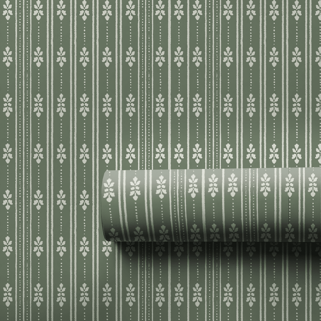 Sage Snowflake Stripe - Wrapping Paper - Aspen & Arlo