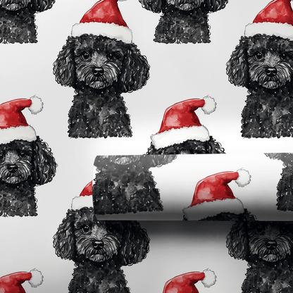 Black Poodle Santa - Wrapping Paper - Aspen & Arlo