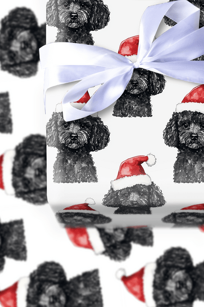 Black Poodle Santa - Wrapping Paper - Aspen & Arlo