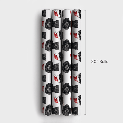 Black Poodle Santa - Wrapping Paper - Aspen & Arlo
