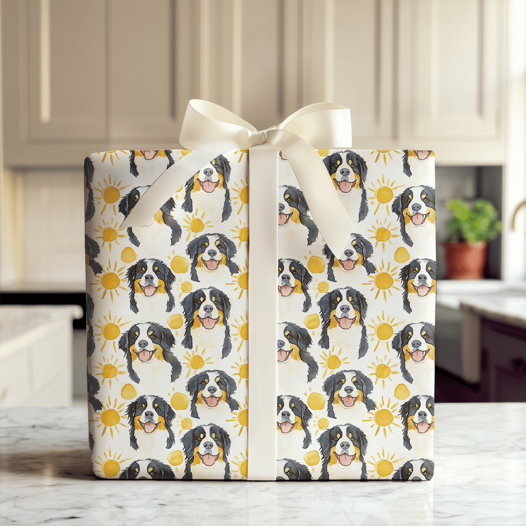 Sunny Day with the Bernese Mountain Dogs - Wrapping Paper - Aspen & Arlo