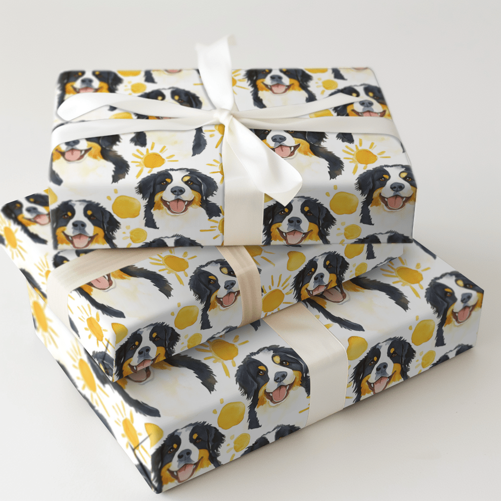 Sunny Day with the Bernese Mountain Dogs - Wrapping Paper - Aspen & Arlo