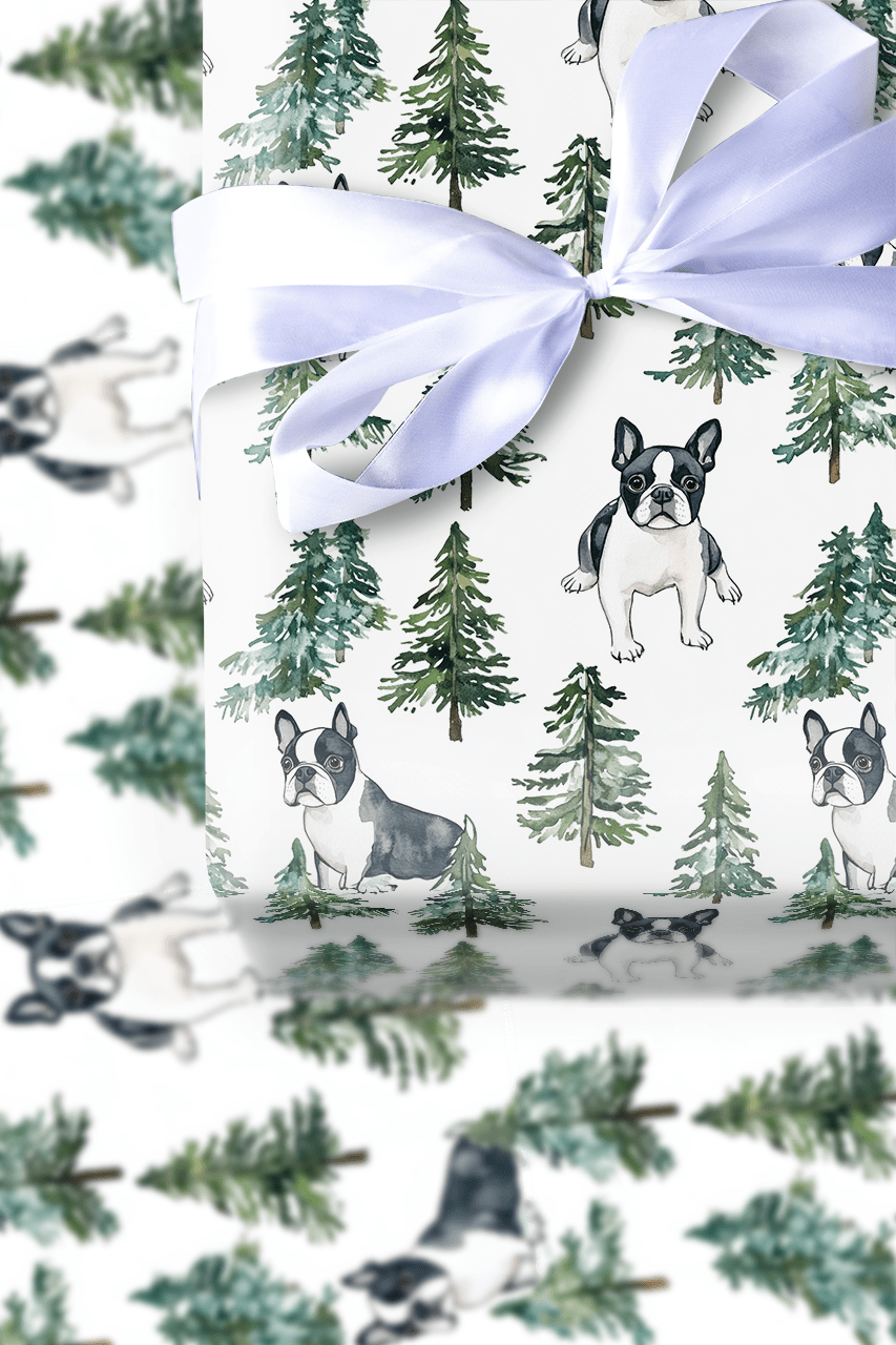 Snow Day for Boston Terriers - Wrapping Paper - Aspen & Arlo