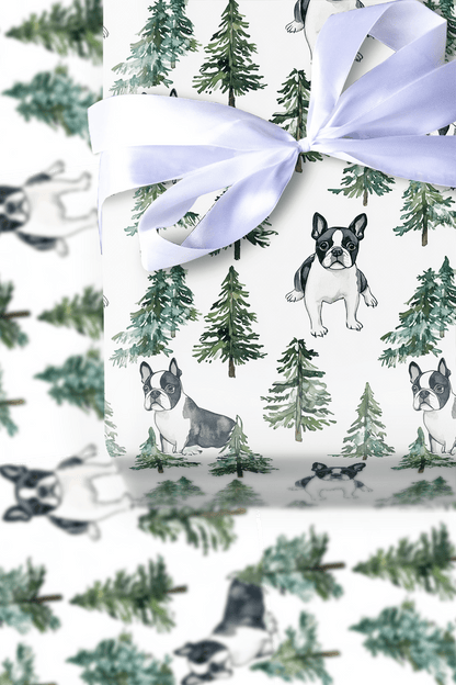 Snow Day for Boston Terriers - Wrapping Paper - Aspen & Arlo