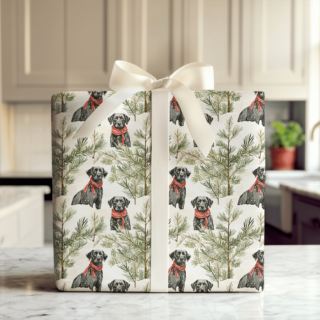 Snowfield Black Lab - Wrapping Paper - Aspen & Arlo