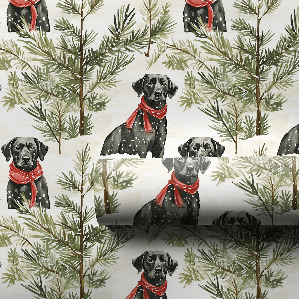 Snowfield Black Lab - Wrapping Paper - Aspen & Arlo