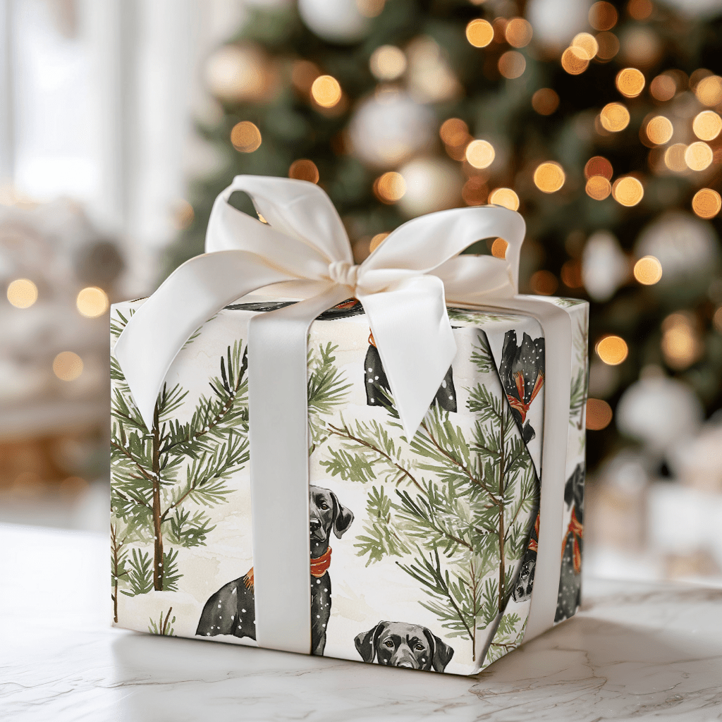 Snowfield Black Lab - Wrapping Paper - Aspen & Arlo