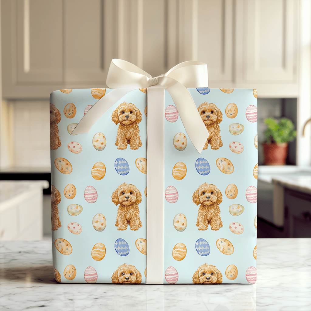 Easter Eggs with the Cavapoo - Wrapping Paper - Aspen & Arlo