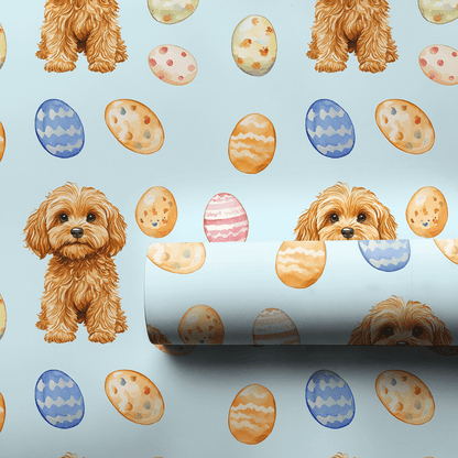 Easter Eggs with the Cavapoo - Wrapping Paper - Aspen & Arlo