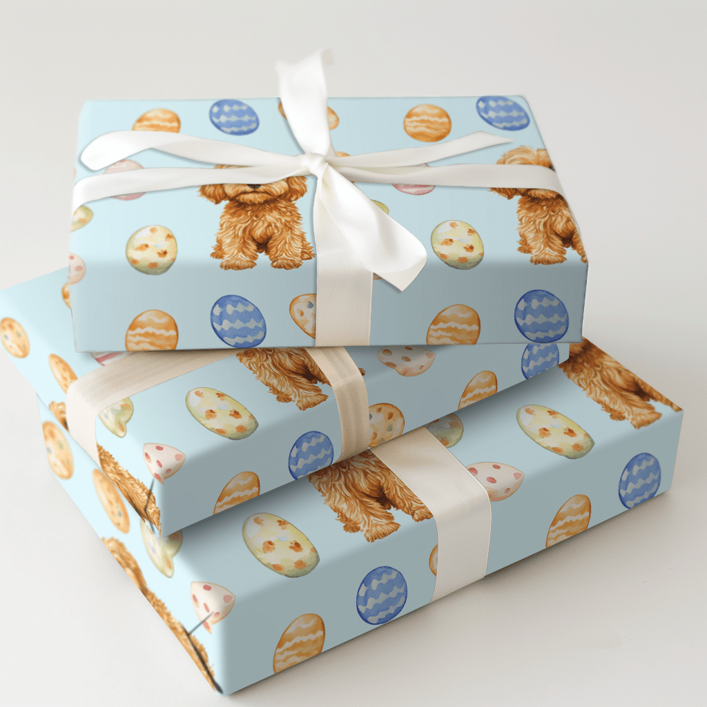 Easter Eggs with the Cavapoo - Wrapping Paper - Aspen & Arlo