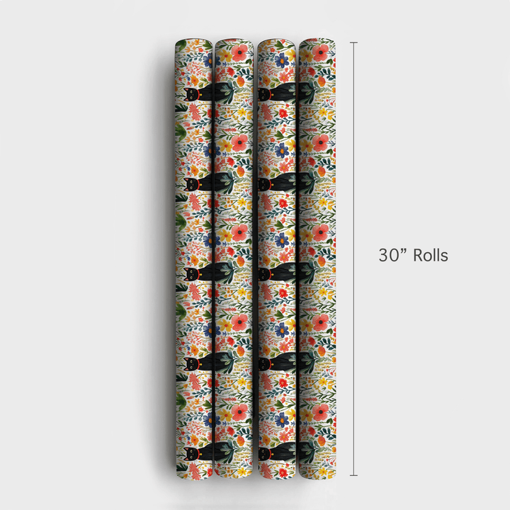 Garden Day with a Black Cat - Wrapping Paper - Aspen & Arlo