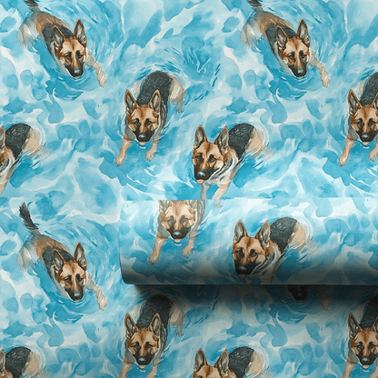 Pool Day with the German Shepherds - Wrapping Paper - Aspen & Arlo