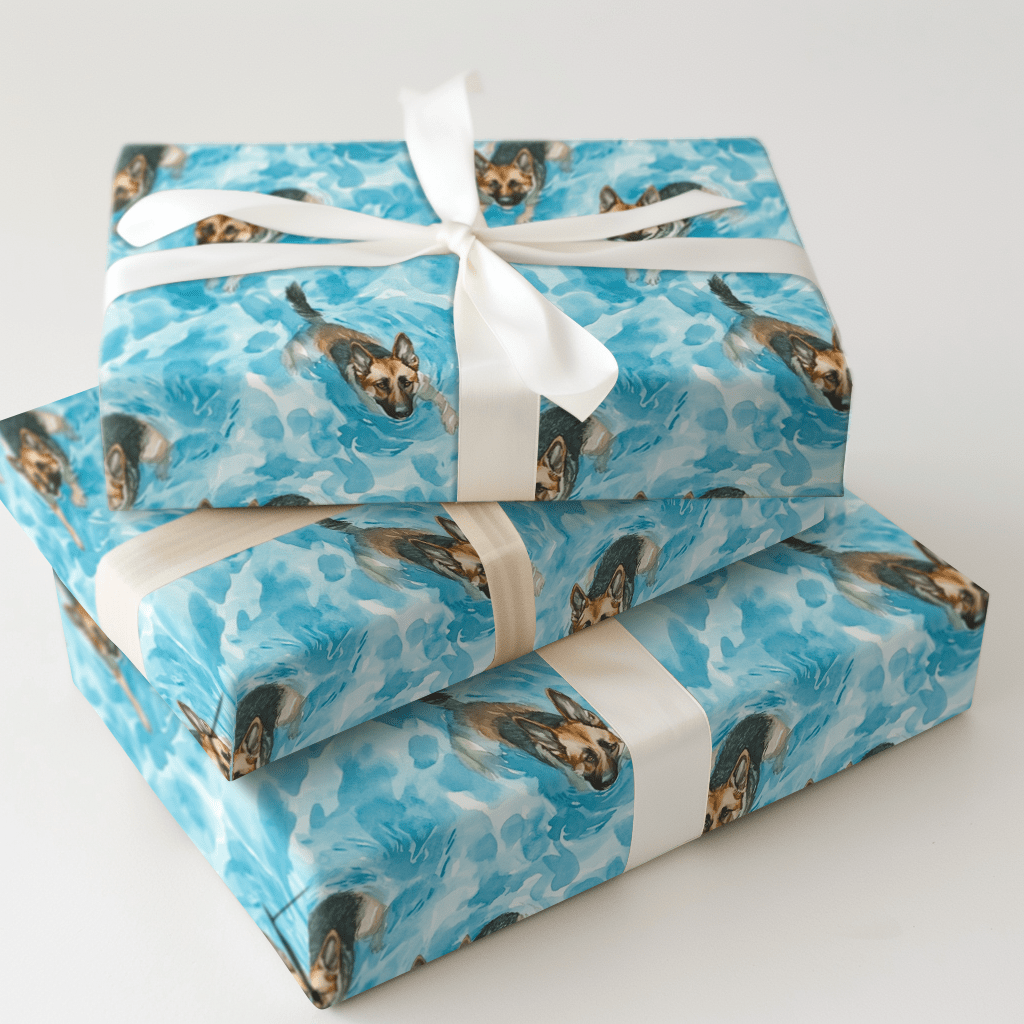 Pool Day with the German Shepherds - Wrapping Paper - Aspen & Arlo