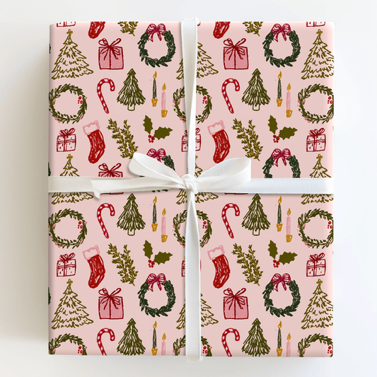 Holly Jolly Doodles - Wrapping Paper - Aspen & Arlo