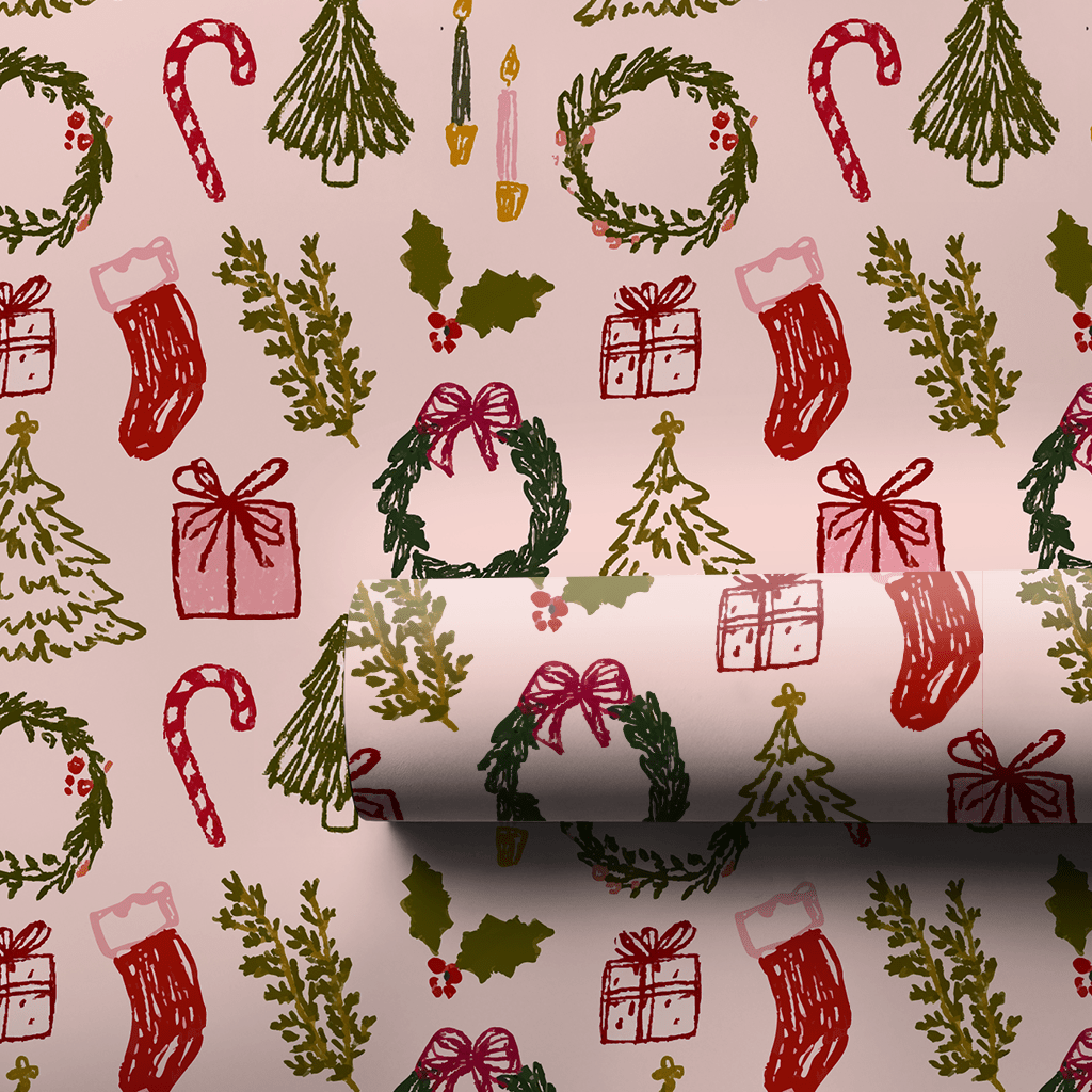 Holly Jolly Doodles - Wrapping Paper - Aspen & Arlo