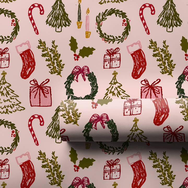Holly Jolly Doodles - Wrapping Paper - Aspen & Arlo
