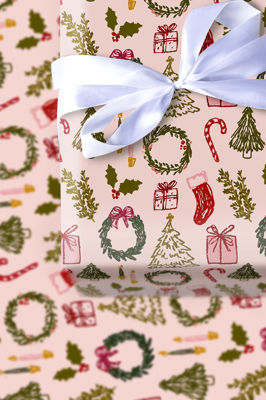 Holly Jolly Doodles - Wrapping Paper - Aspen & Arlo
