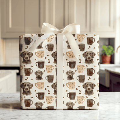 Coffee Day with the Chocolate Lab - Wrapping Paper - Aspen & Arlo