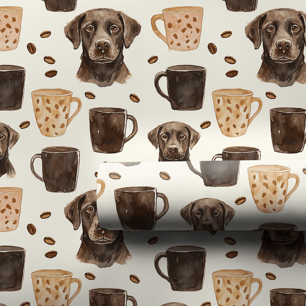 Coffee Day with the Chocolate Lab - Wrapping Paper - Aspen & Arlo