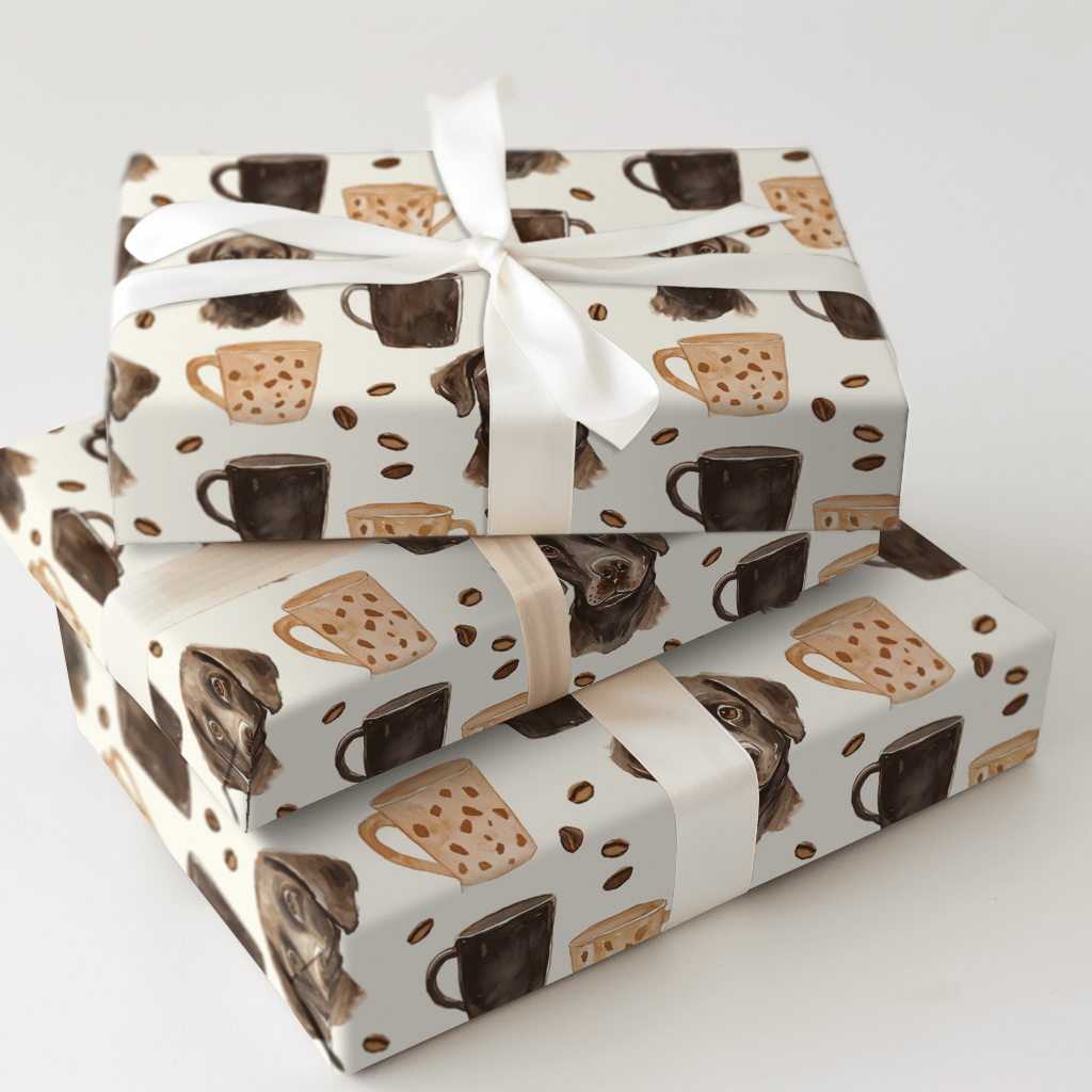 Coffee Day with the Chocolate Lab - Wrapping Paper - Aspen & Arlo